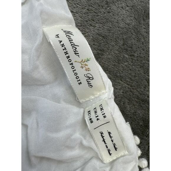 Anthropologie White Embroidered Tiered Midi Dress Halter Neck US 14 - Picture 13 of 15